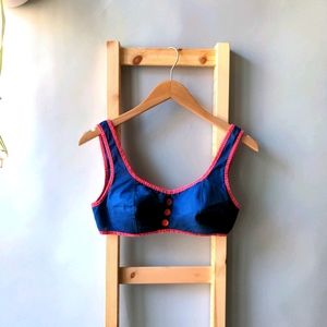 Vintage Red White Blue Polka Dots Bikini Top